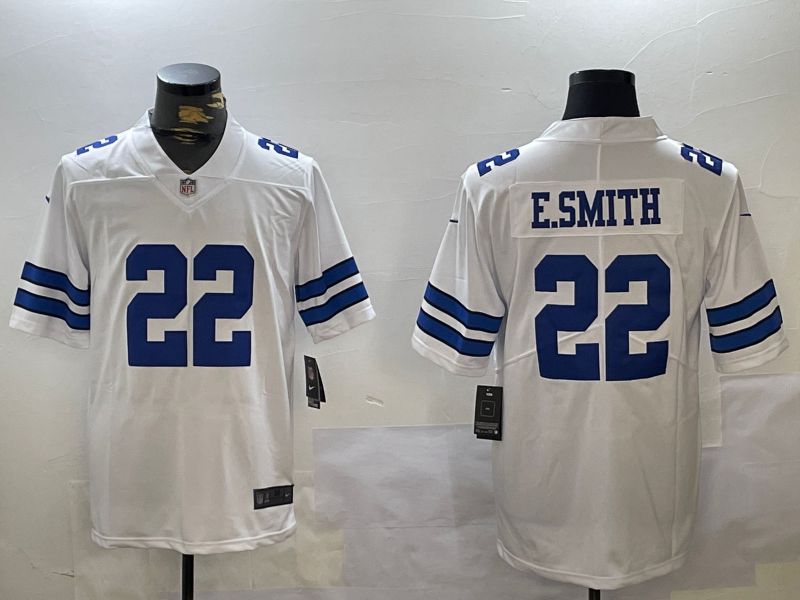 Men Dallas Cowboys #22 E.Smith White 2024 Nike Vapor Limited NFL Jersey style 3